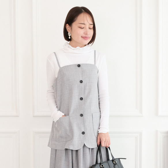 レイヤードコーデ に最適　ビスチェキャミ　グレー　0713Grey 7枚目の画像