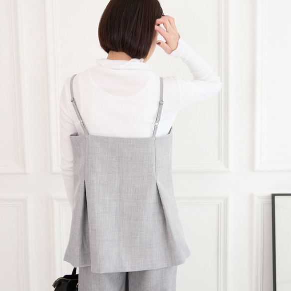 レイヤードコーデ に最適　ビスチェキャミ　グレー　0713Grey 3枚目の画像