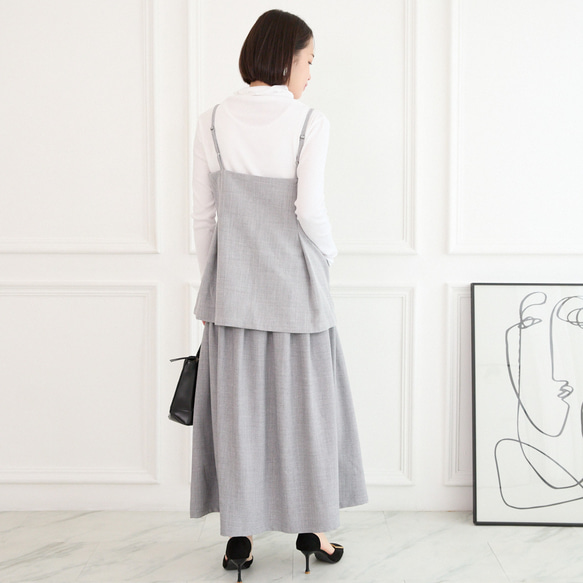 レイヤードコーデ に最適　ビスチェキャミ　グレー　0713Grey 10枚目の画像