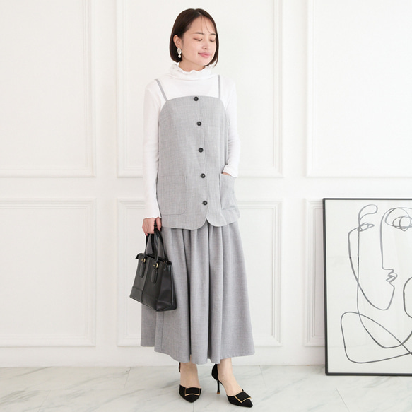 レイヤードコーデ に最適　ビスチェキャミ　グレー　0713Grey 8枚目の画像