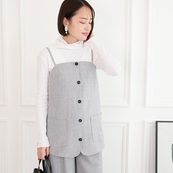 レイヤードコーデ に最適　ビスチェキャミ　グレー　0713Grey 2枚目の画像