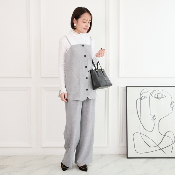 レイヤードコーデ に最適　ビスチェキャミ　グレー　0713Grey 5枚目の画像