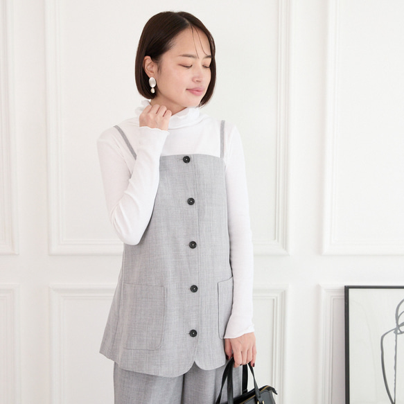 レイヤードコーデ に最適　ビスチェキャミ　グレー　0713Grey 1枚目の画像