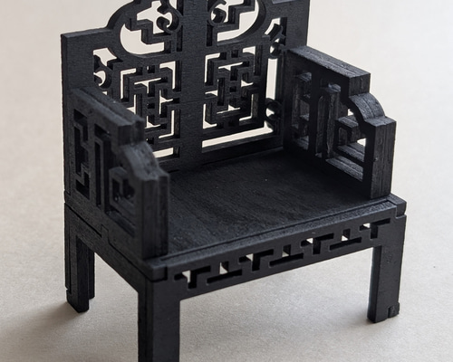 ミニチュア家具】椅子 木製 組立式 中華風 シルバニアサイズ 1/12