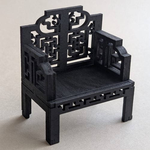 ミニチュア家具】椅子 木製 組立式 中華風 シルバニアサイズ ドール