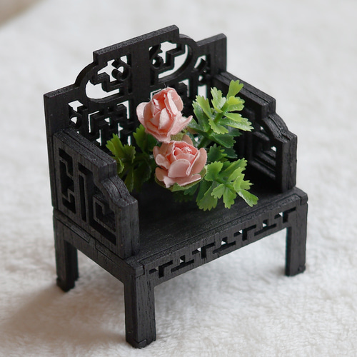 ミニチュア家具】椅子 木製 組立式 中華風 シルバニアサイズ 1