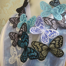 バタフライの半襟（さまざまな紫系１） 3枚目の画像