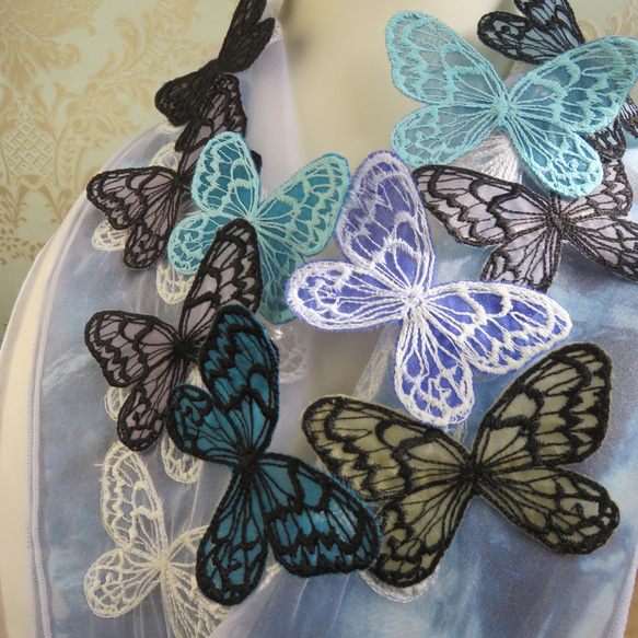 バタフライの半襟（さまざまな紫系１） 3枚目の画像