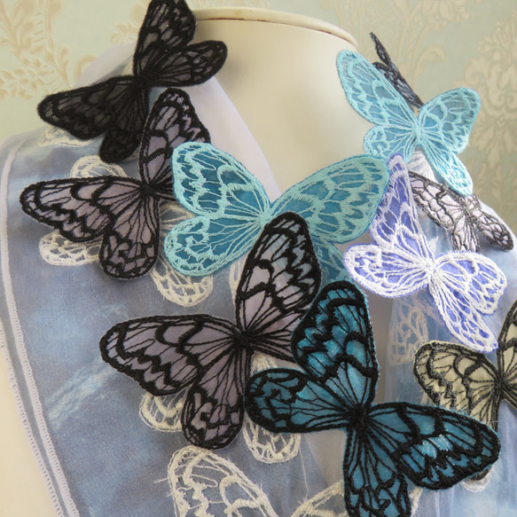 バタフライの半襟（さまざまな紫系１） 4枚目の画像