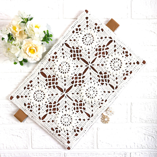 手編みレースニットの手帳カバー ほぼ日手帳カズンサイズ A5手帳