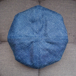 （受注製作）No４ L~６０cm & M ～58cm  ４パネルベレー帽　ネップデニム（インディゴ） 2枚目の画像