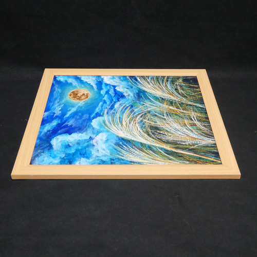 油絵 油彩 油彩画 絵 絵画 【月とススキ】 絵画 HR 通販 19821524