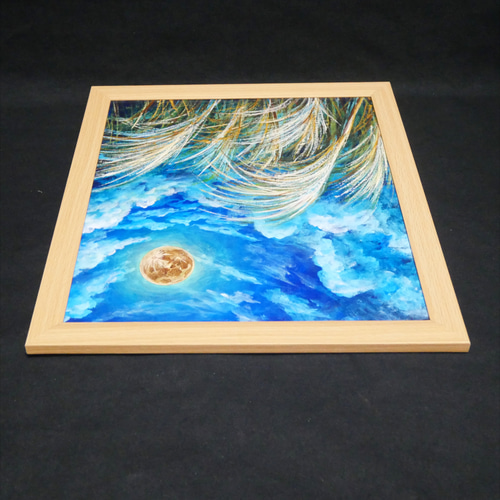 油絵 油彩 油彩画 絵 絵画 【月とススキ】 絵画 HR 通販 19821524