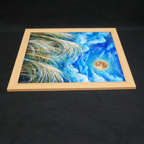 油絵 油彩 油彩画 絵 絵画 【月とススキ】 絵画 HR 通販 19821524