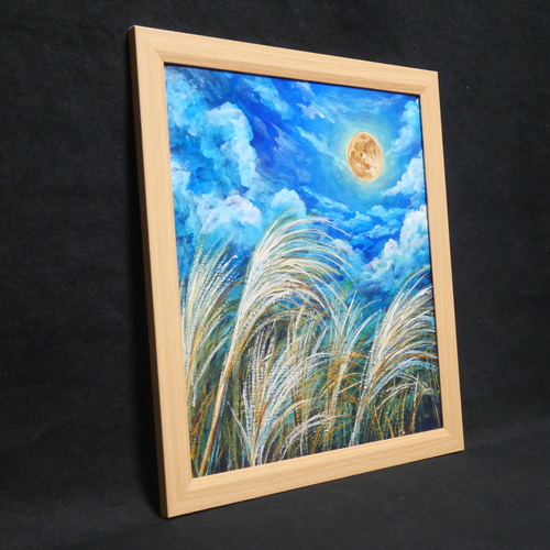 【月とススキ】絵画 油彩 油彩画 絵 油絵 油絵 油彩 油彩画 絵 絵画 【月とススキ】 絵画 HR 通販 19821524