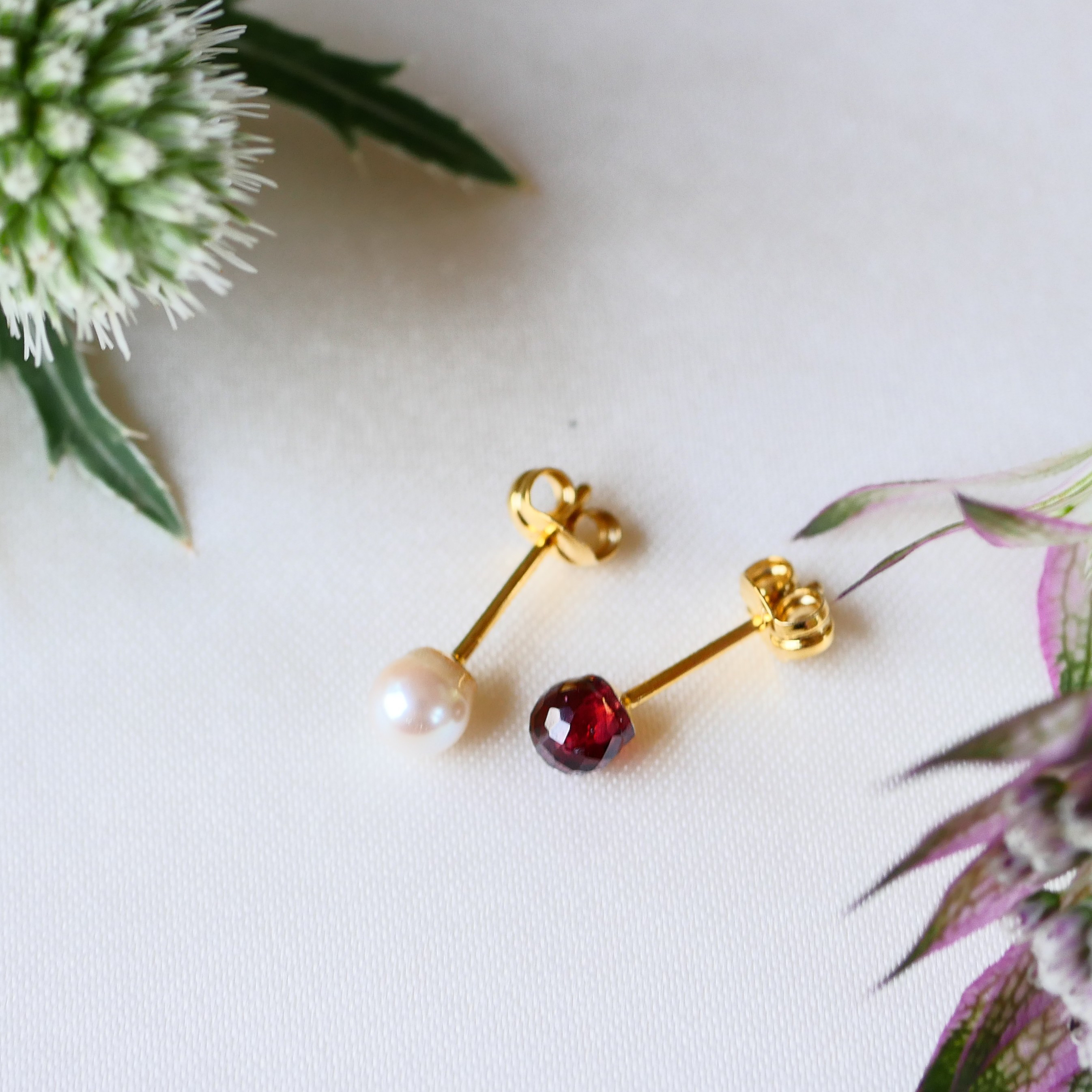 2026福袋 あこや真珠とガーネットのリング＆ピアスセット