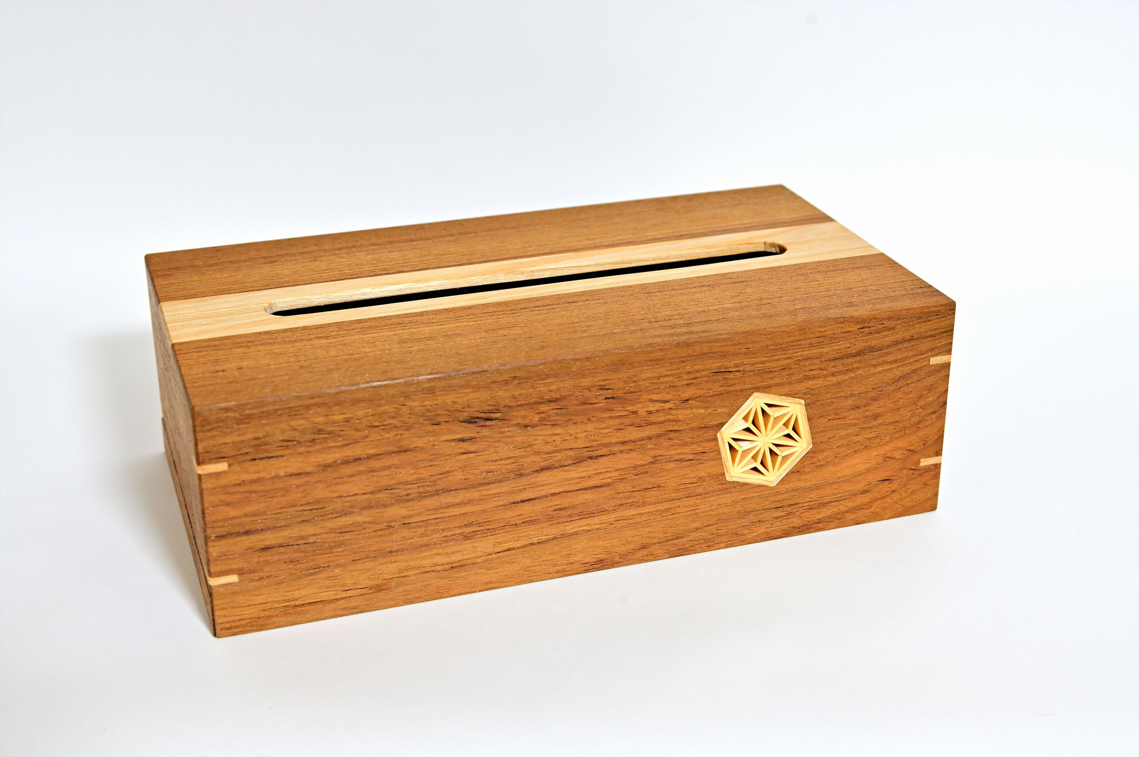 寄木と組子のティッシュケース【チーク】