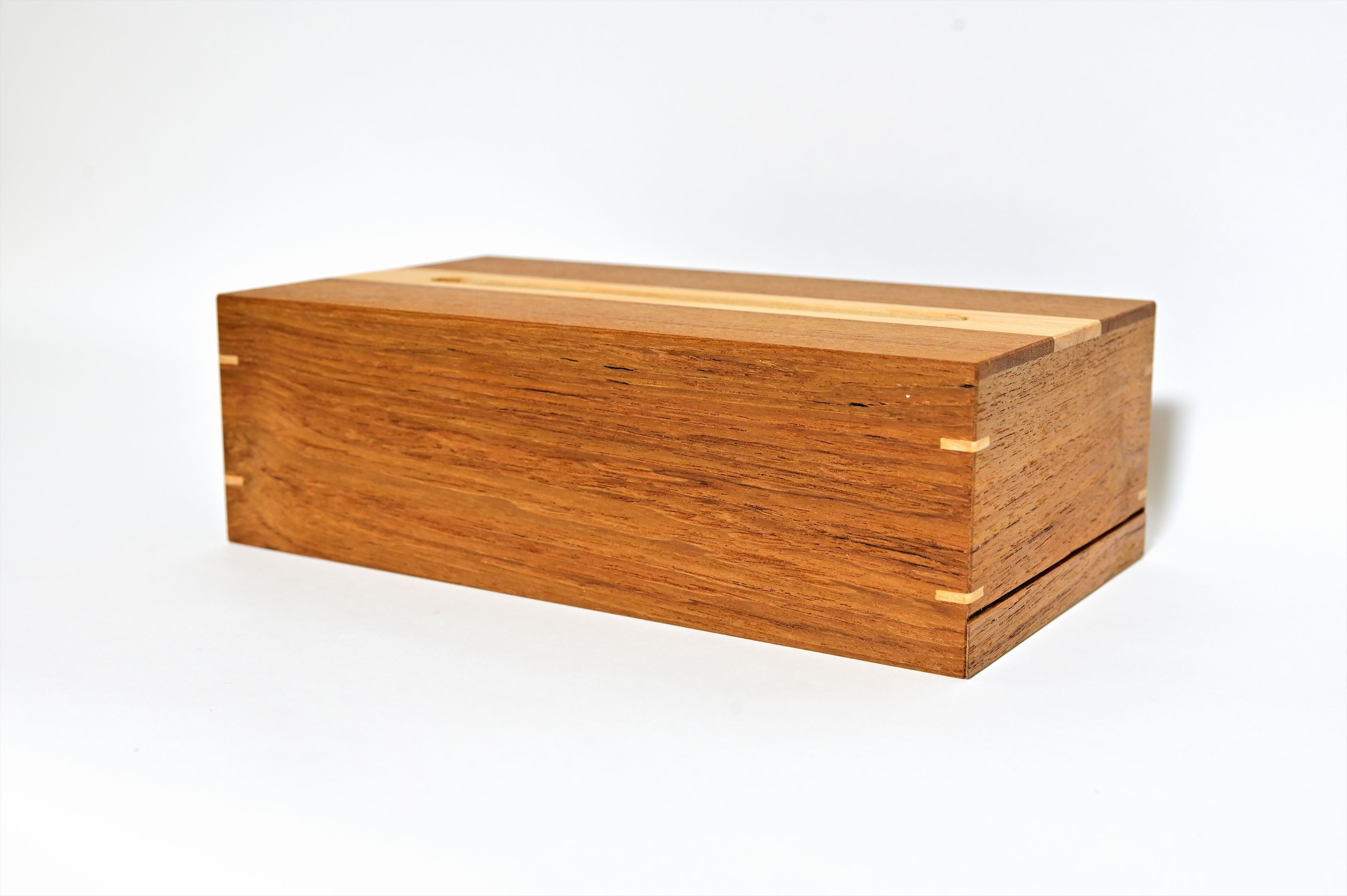 寄木と組子のティッシュケース【チーク】