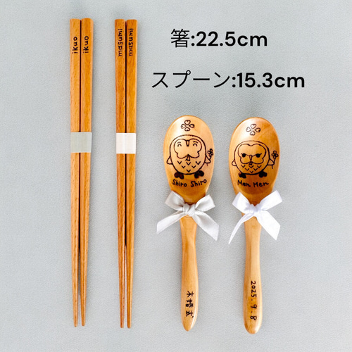 ペア名入れ木製スプーン＆名入れ木製箸ギフトセット 結婚式 プチギフト