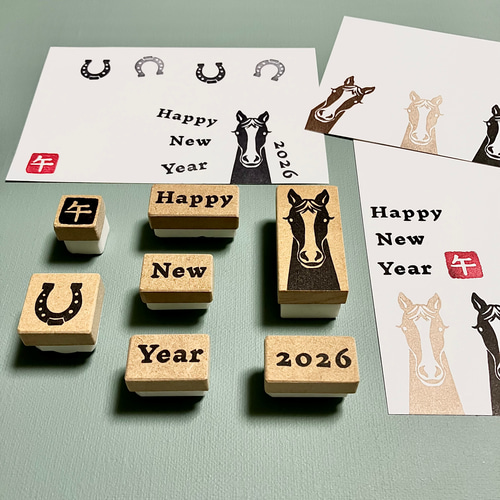 捺し方いろいろ7点セット⭐︎2026年⭐︎ひょっこりお馬のお顔《午年の