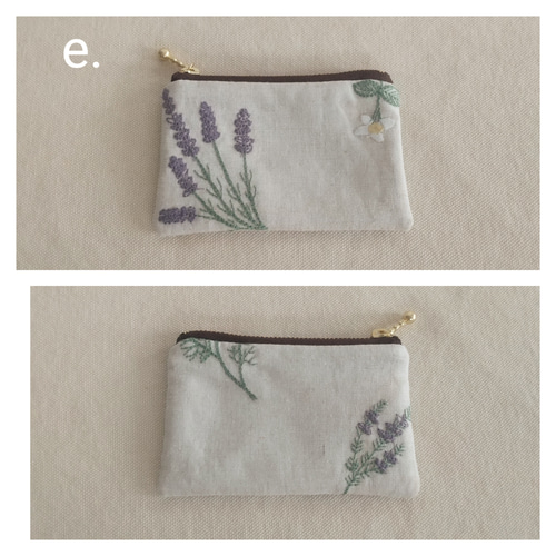 リネン混の草花刺繍小さめぺたんこポーチ ポーチ mh 通販 19821828
