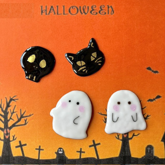 仲良し黒猫とドクロ☆ハロウィン