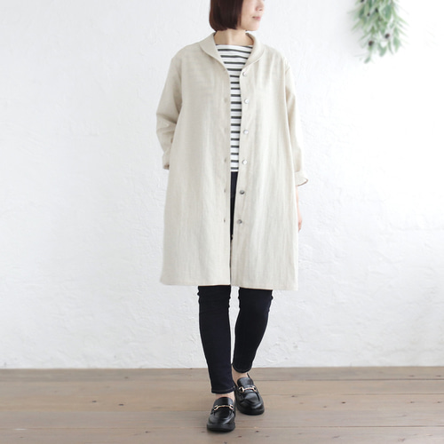 軽やかに羽織れる✦ 桐七炊きコットンリネン ショールカラーコート