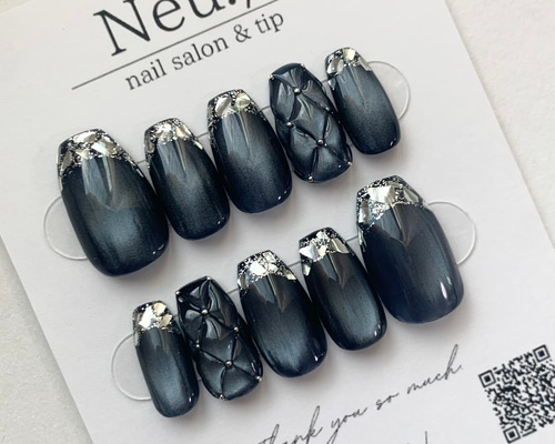 ネイルチップ ガラスフレンチ キルティング シルキーマグ 3ba8797f6553874550086d1271075c