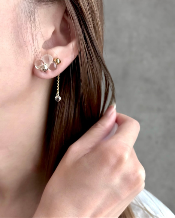 着けてる事を忘れる♡イヤークリップ 【もこもこしゃぼん玉】片耳〜 1枚目の画像