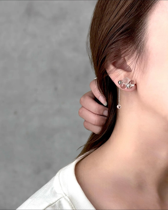 着けてる事を忘れる♡イヤークリップ 【もこもこしゃぼん玉】片耳〜 4枚目の画像