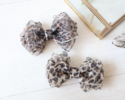 リボン ヘアゴム♡Canon～カノン～♡千鳥柄グレー♡ハンドメイド