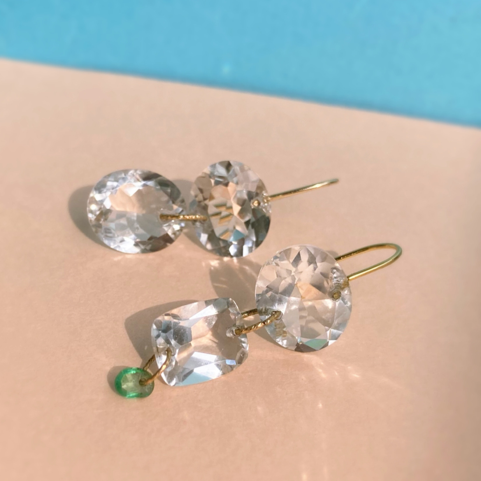 Sapna✴︎エメラルド✴︎クリスタル✴︎k14gfピアス