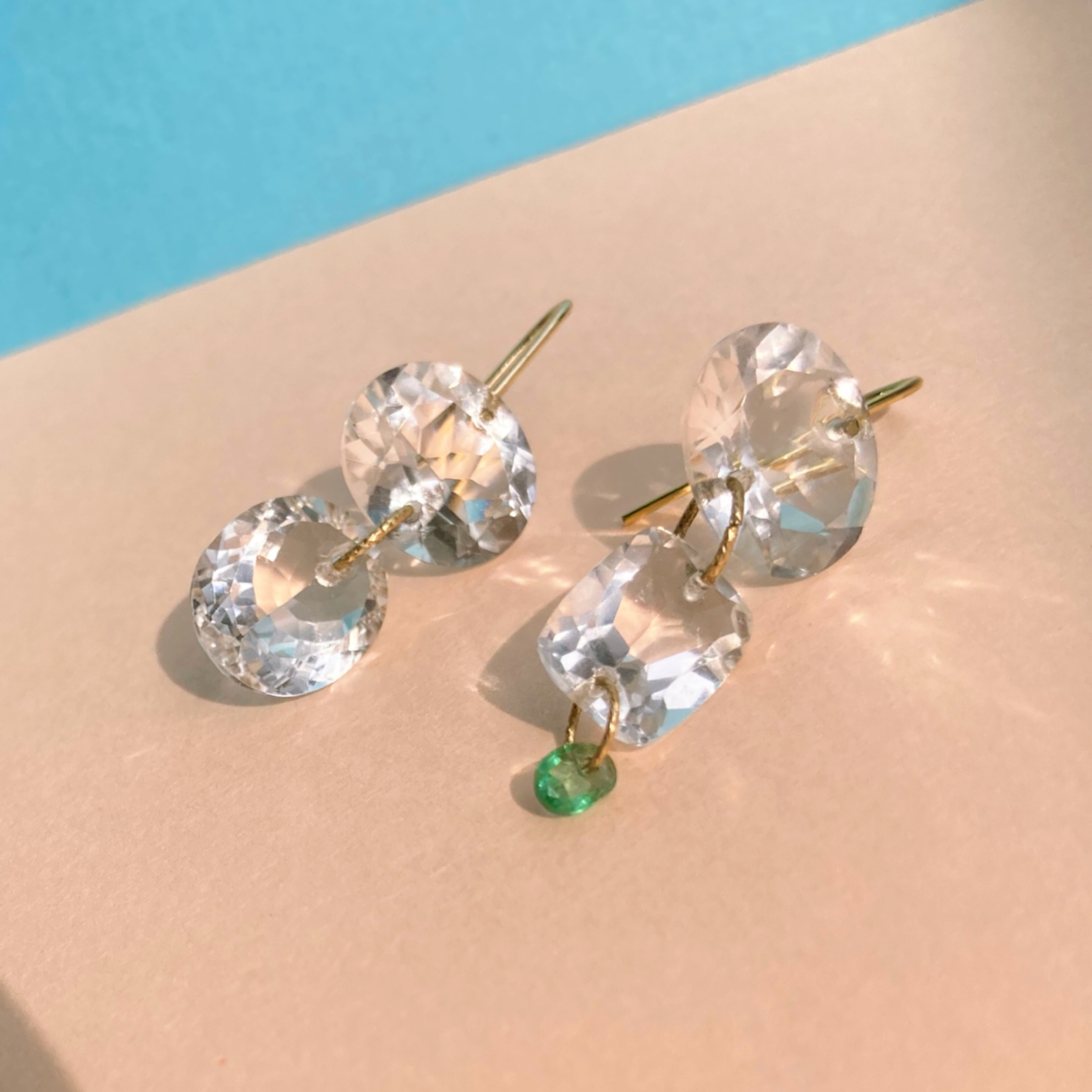 Sapna✴︎エメラルド✴︎クリスタル✴︎k14gfピアス