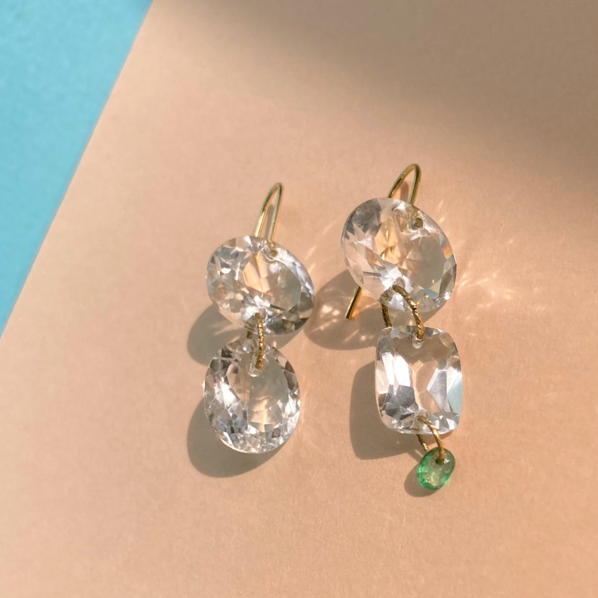 Sapna✴︎エメラルド✴︎クリスタル✴︎k14gfピアス