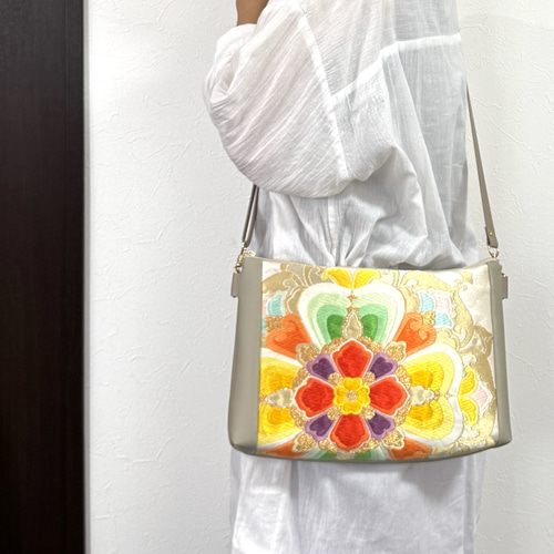 ショルダーバッグ 長財布 帯リメイク 花 ギフト対応可能 贈り物 大きめ