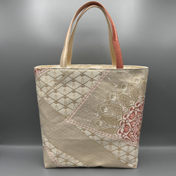 着物帯 リメイク トートバッグ 縦長 金刺繍 トートバッグ