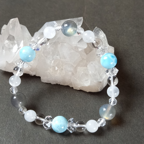 ◇ラリマー×ラブラドライト×ムーンストーン◇天然石ブレスレット