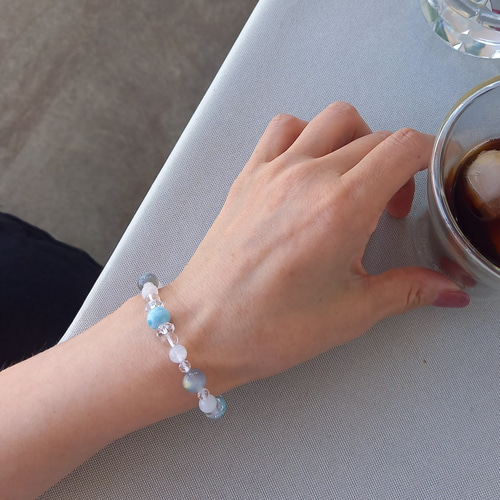 ◇ラリマー×ラブラドライト×ムーンストーン◇天然石ブレスレット