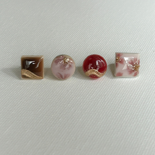 秋限定】チョコレートコスモス ピアス イヤリング 美濃焼 秋桜 深赤