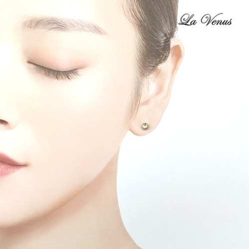 ✴︎つけっぱなしOK✴︎ 希少石 リビアングラス スタッドピアス 4mm