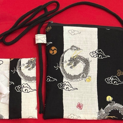 龍柄お祭りポシェット 龍柄お祭りポーチ ポケットティッシュケース 和