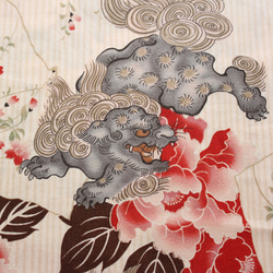 ◆半襟・半衿【唐獅子】鳥の子色 2枚目の画像