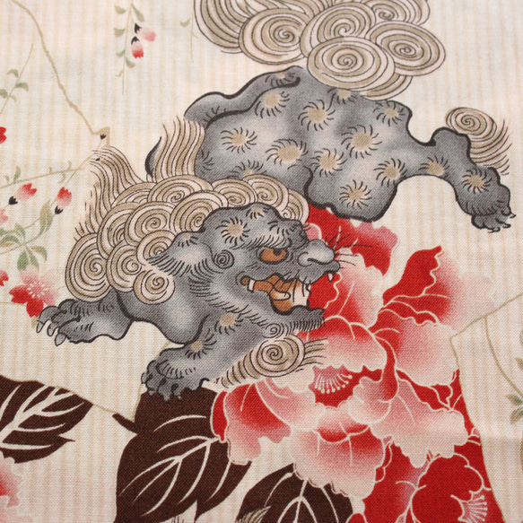 ◆半襟・半衿【唐獅子】鳥の子色 2枚目の画像