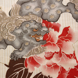 ◆半襟・半衿【唐獅子】鳥の子色 3枚目の画像