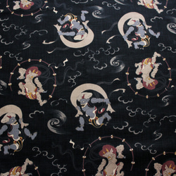 ◆半襟・半衿【風神雷神】黒 2枚目の画像