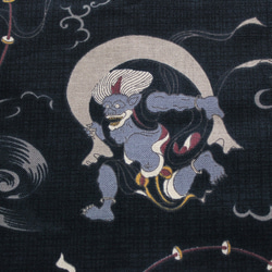 ◆半襟・半衿【風神雷神】黒 3枚目の画像