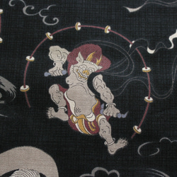 ◆半襟・半衿【風神雷神】黒 4枚目の画像