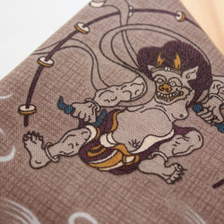 ◆半襟・半衿【風神雷神】朽葉色 2枚目の画像