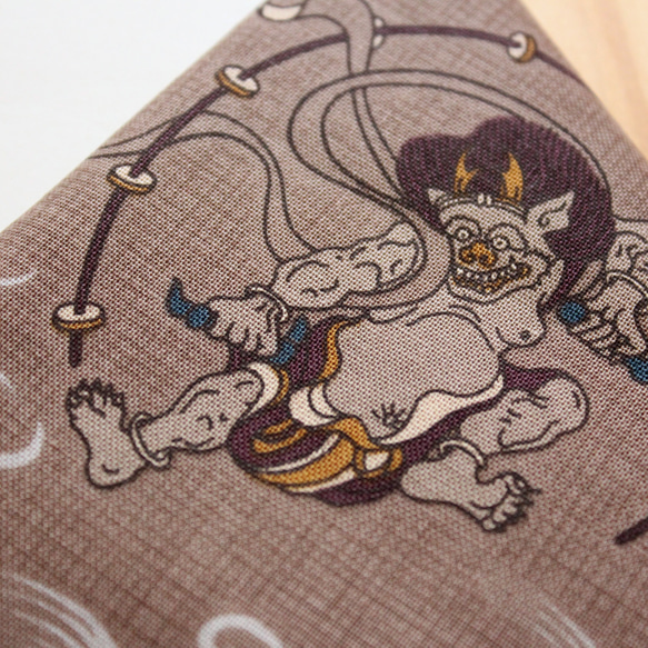 ◆半襟・半衿【風神雷神】朽葉色 2枚目の画像