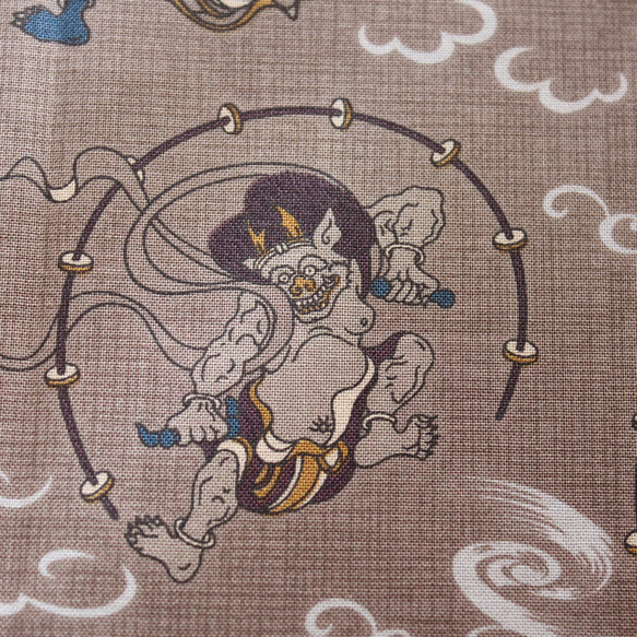 ◆半襟・半衿【風神雷神】朽葉色 4枚目の画像